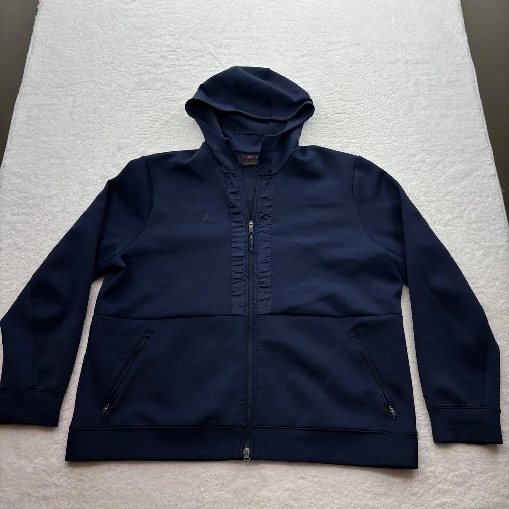 Jordan Mens XXL Navy Blue Full Zip Hoodie Jumpman Athletic Jacket Tech Style